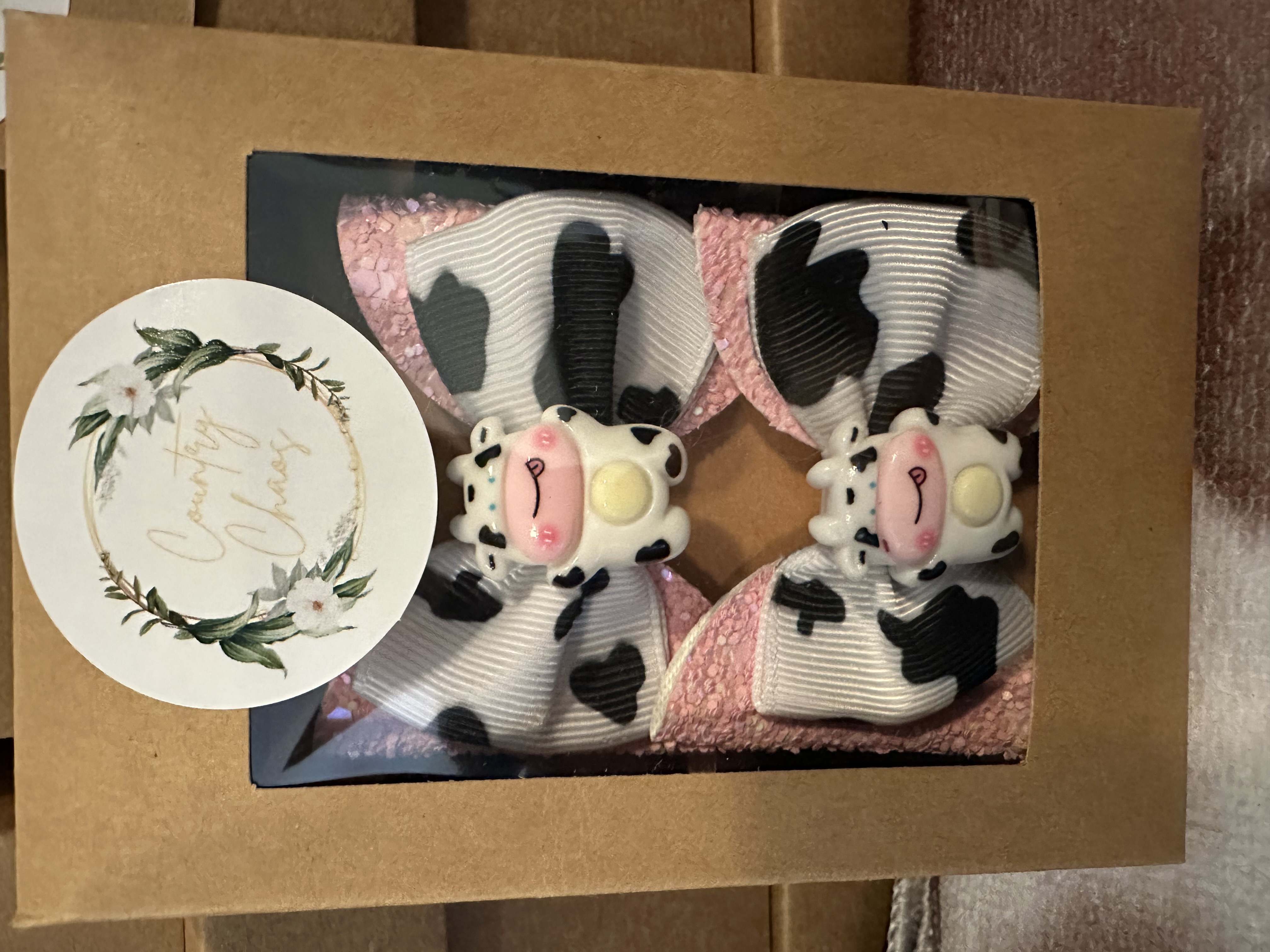 Baby Cow-themed Hair Clips