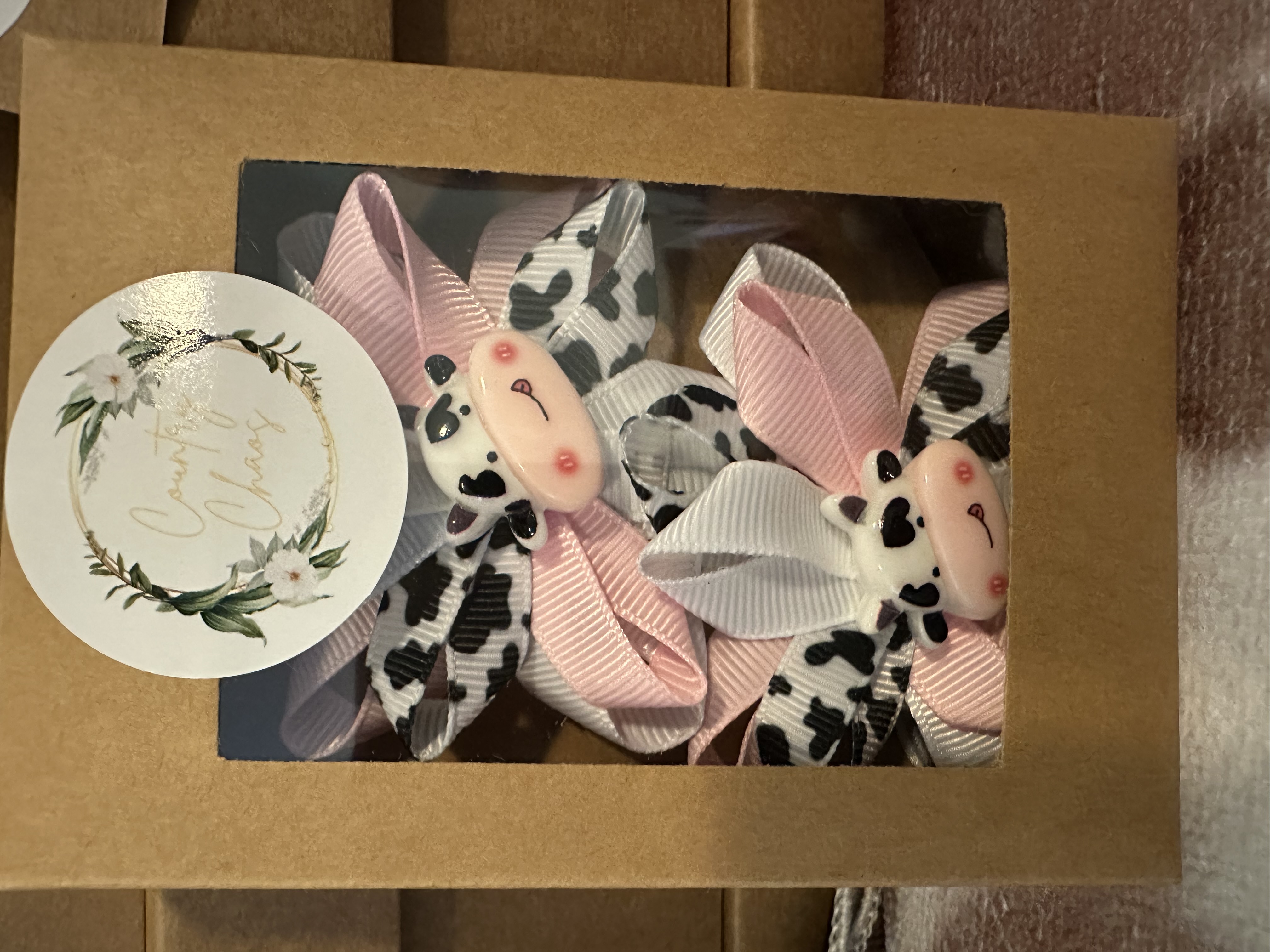 Baby Cow-themed Hair Clips