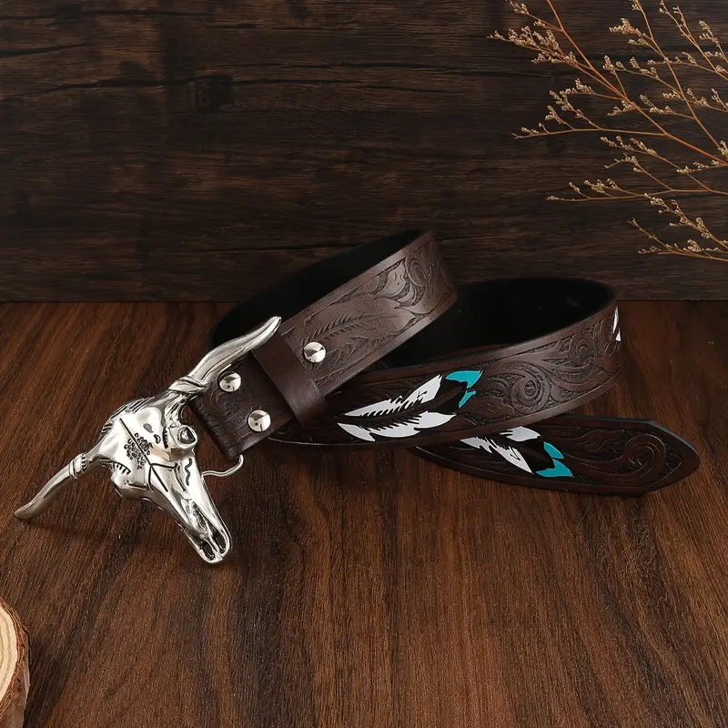 Western Bull Head Buckle Belt