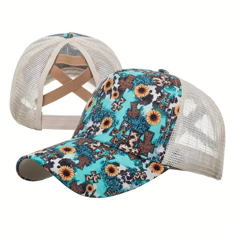 Floral and Mesh Baseball Cap