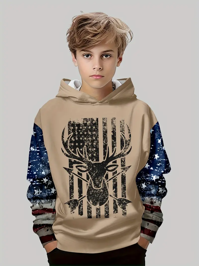 Boys Deer Graphic Hoodie