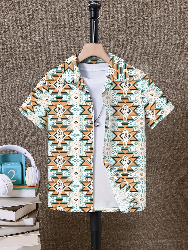 Boys Vintage Patterned Button Up Shirt
