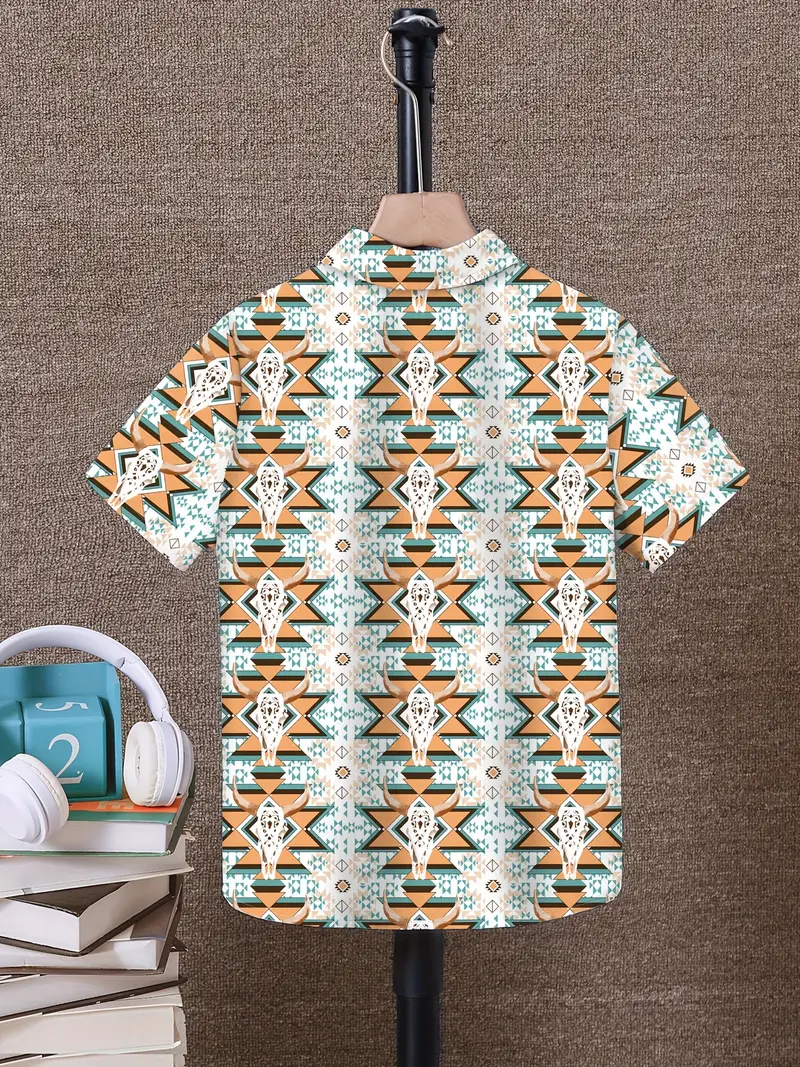 Boys Vintage Patterned Button Up Shirt
