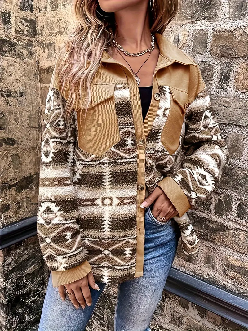 Stylish Aztec Print Jacket
