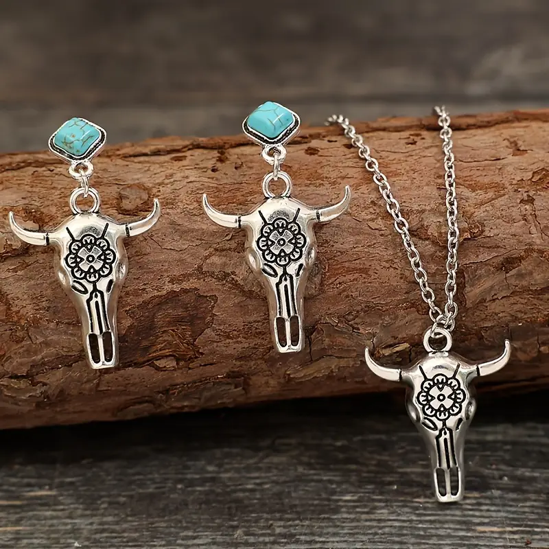 Bohemian Bull Skull Jewellery Set