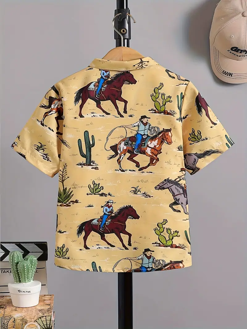 Children's Cowboy Print Button Up Shirt