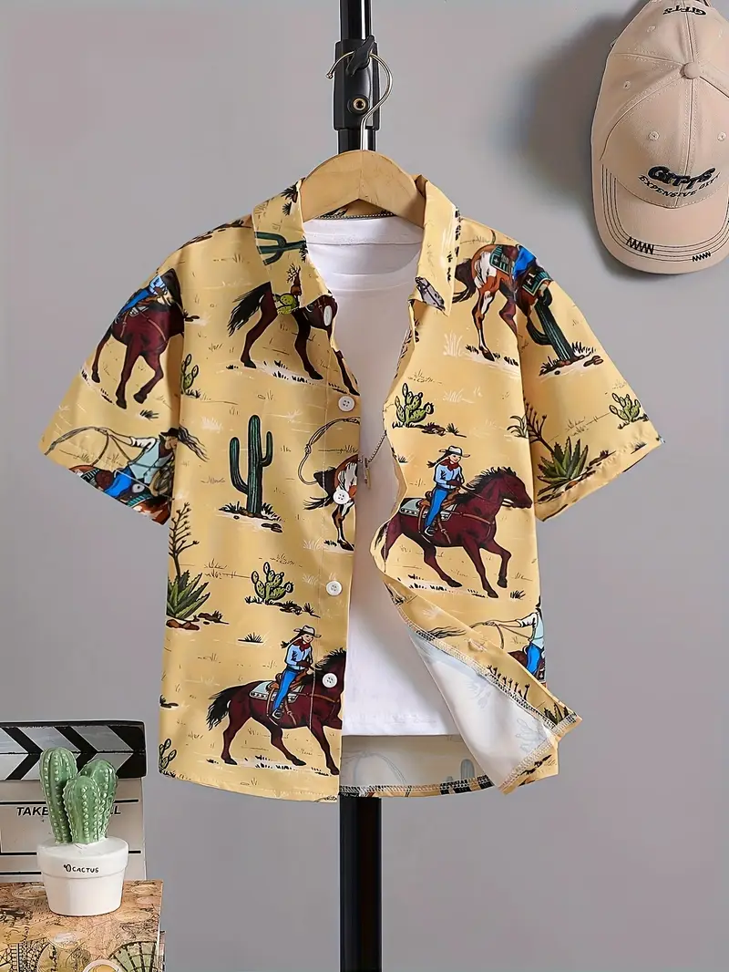 Children's Cowboy Print Button Up Shirt
