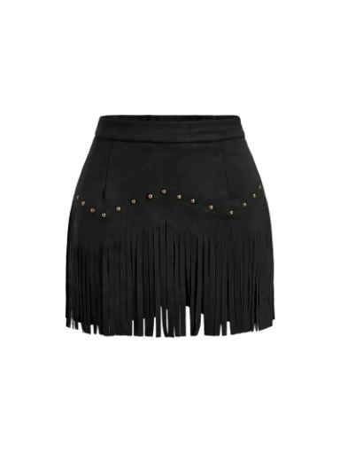 Black Fringe Skirt with stud detail