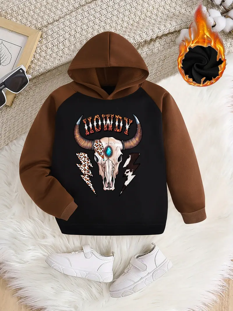 Boys Howdy Skull Print Hoodie