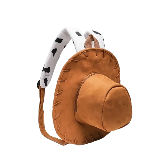 Hat Backpack with Cow Print Straps