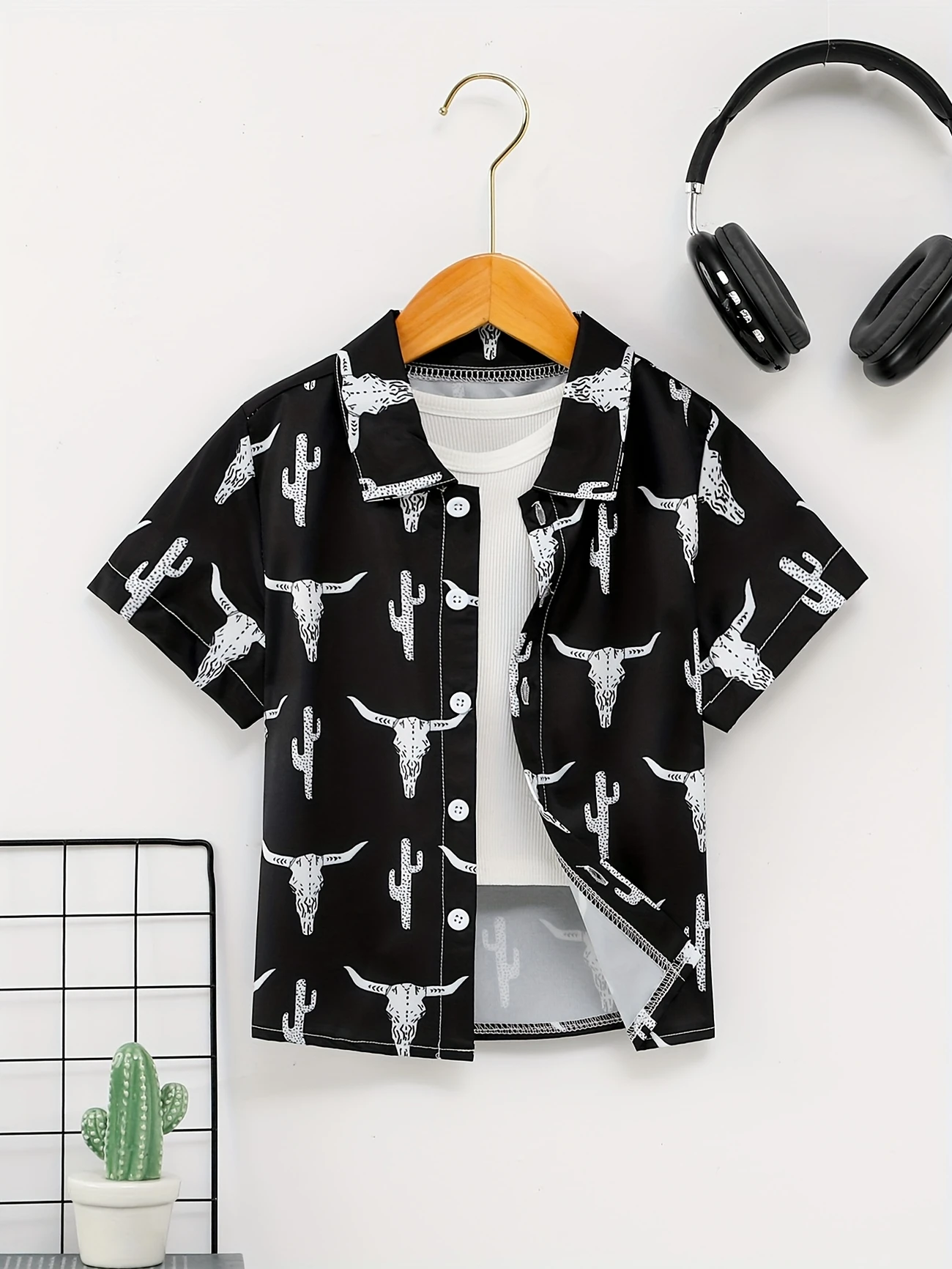 Boys Button Up Bull Shirt