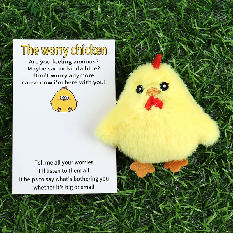 Plush Worry Chicken Brooch