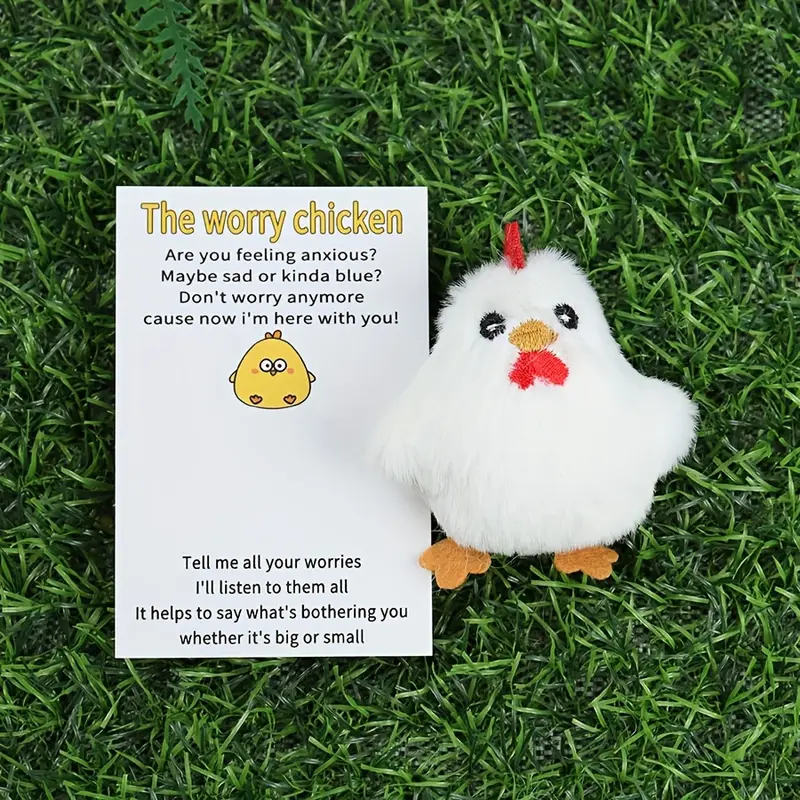 Plush Worry Chicken Brooch