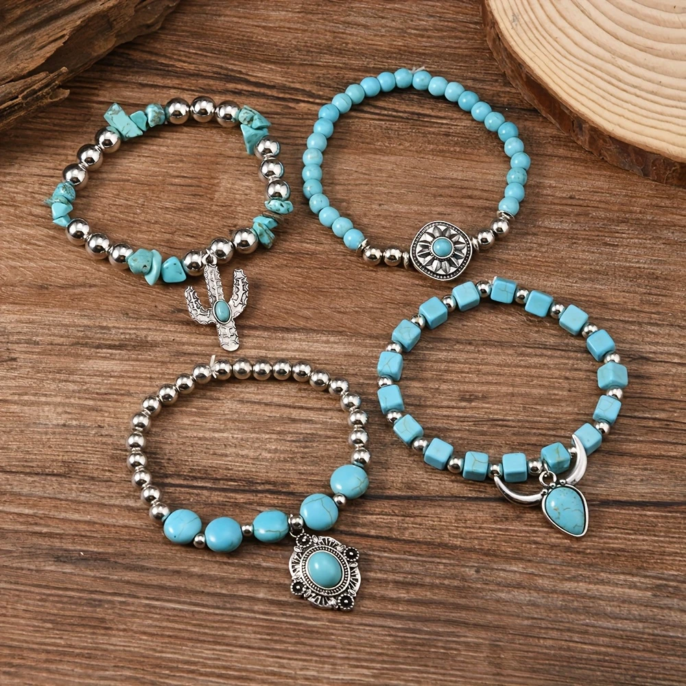 Turquoise Beaded Bracelet Set