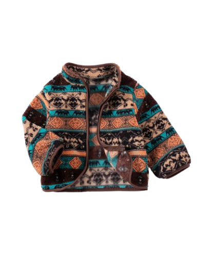 Boys Colourful Patterned Zip Fleece Jacket