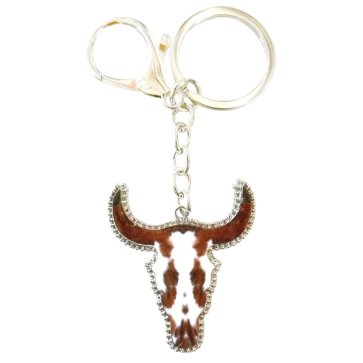 Leopard Print Bull Head Keychain / Bag Charm