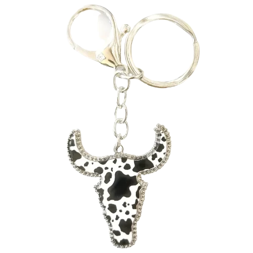 Leopard Print Bull Head Keychain / Bag Charm
