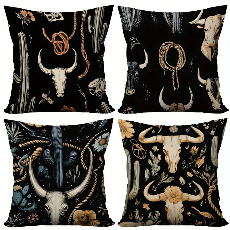 Western Skull Throw Pillows