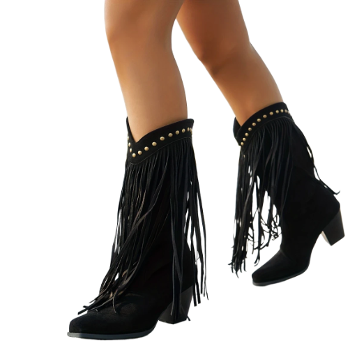 Cowgirl Black Fringe and stud Boots