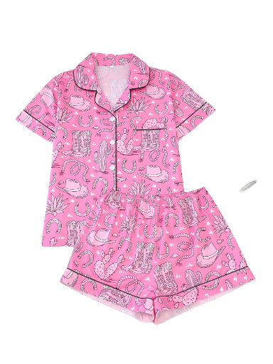 Country Themed Ladies PJ Set Shorts