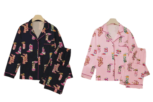 Ladies Winter Patterned Boots Long PJ Sets