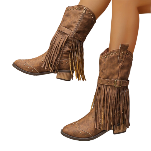 Brown Fringe Western Boots