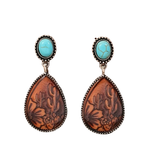 Turquoise Country Cactus Earrings