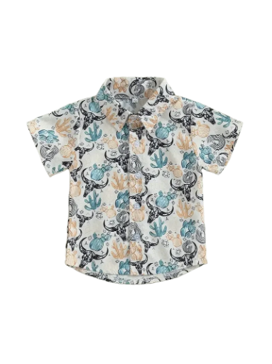 Boys Country Button Up Short Sleeve Shirt