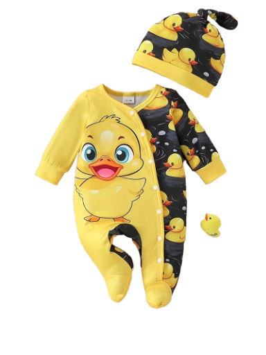 Duck-Themed Baby Romper Set