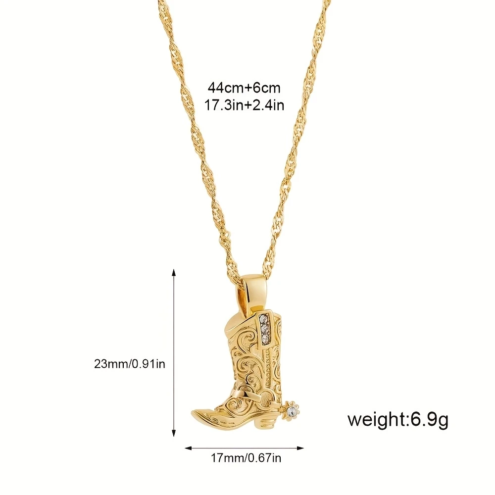 Cowboy Boot Necklace in Gold or Silver Tones