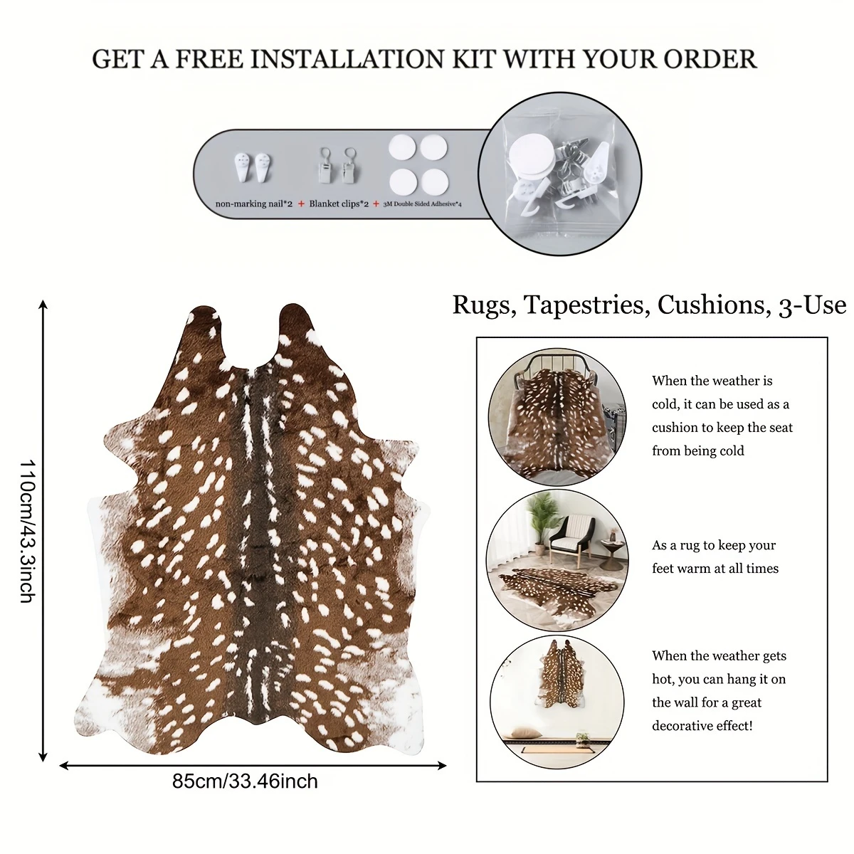Faux Deer Hide Area Rug