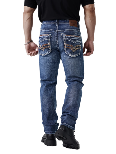 Men's Embroidered Denim Jeans