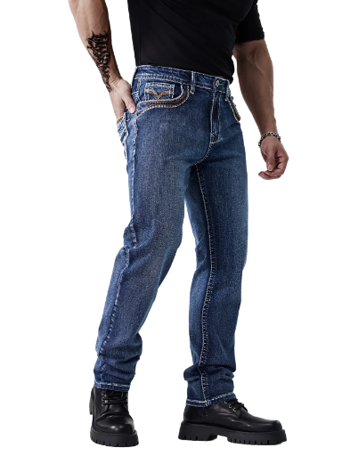 Men's Embroidered Denim Jeans