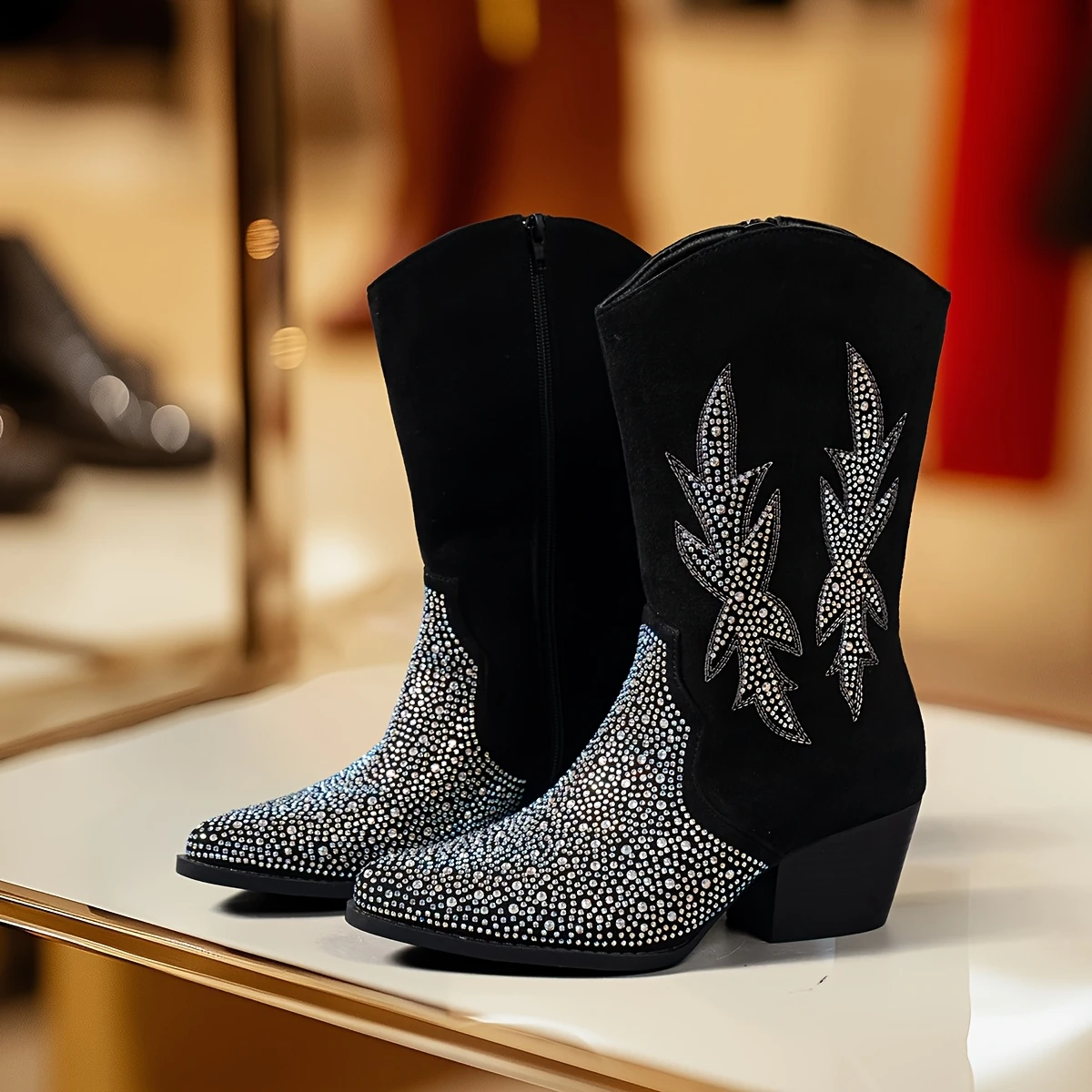 Stunning Rhinestone Embellished Cowgirl Boots 
