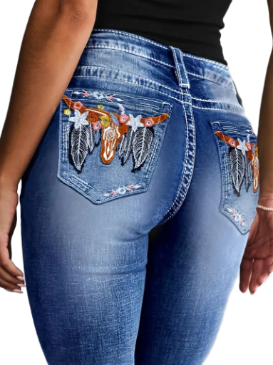 Embroidered Bootcut Jeans