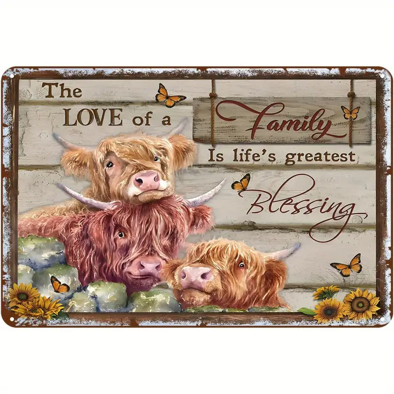 Highland Cow Family Decorative Tin Sign