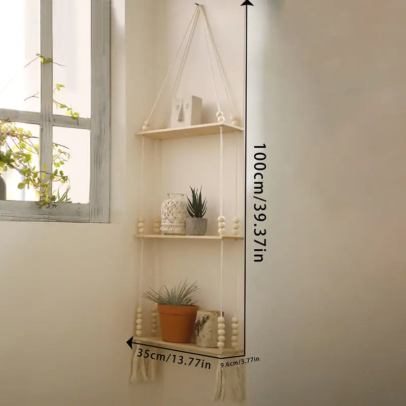 Hanging Wooden Shelf With Rope