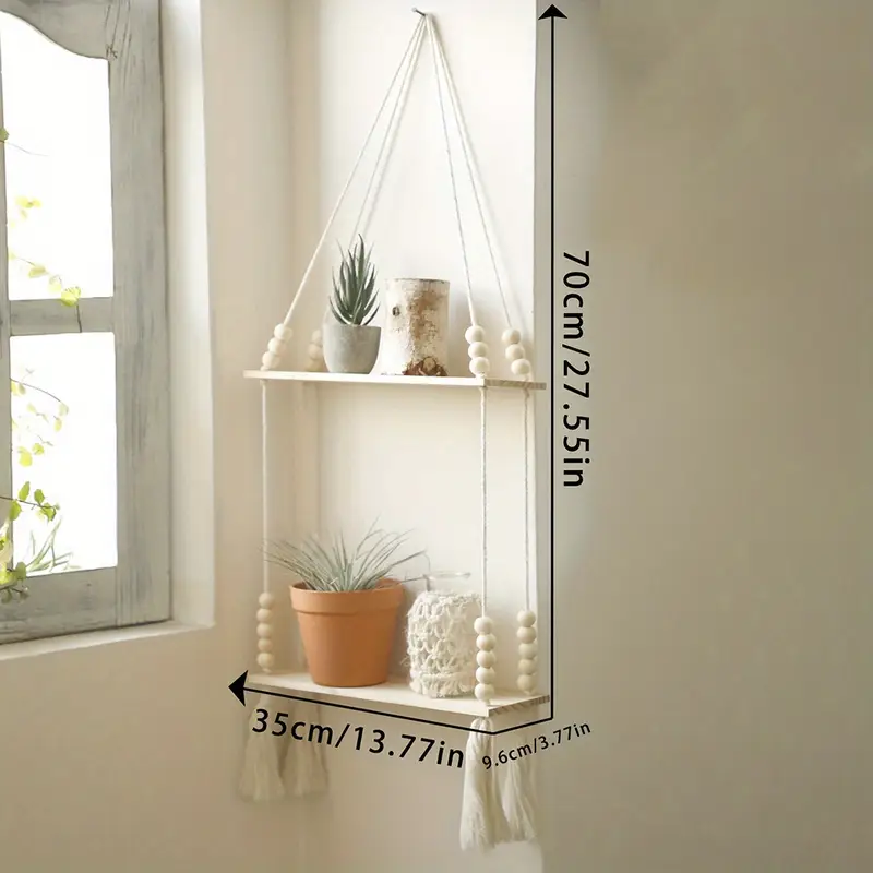 Hanging Wooden Shelf With Rope