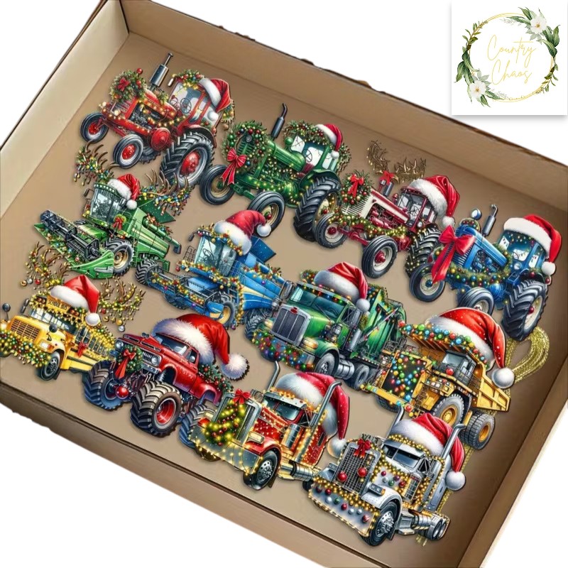 Christmas Tractor Ornaments