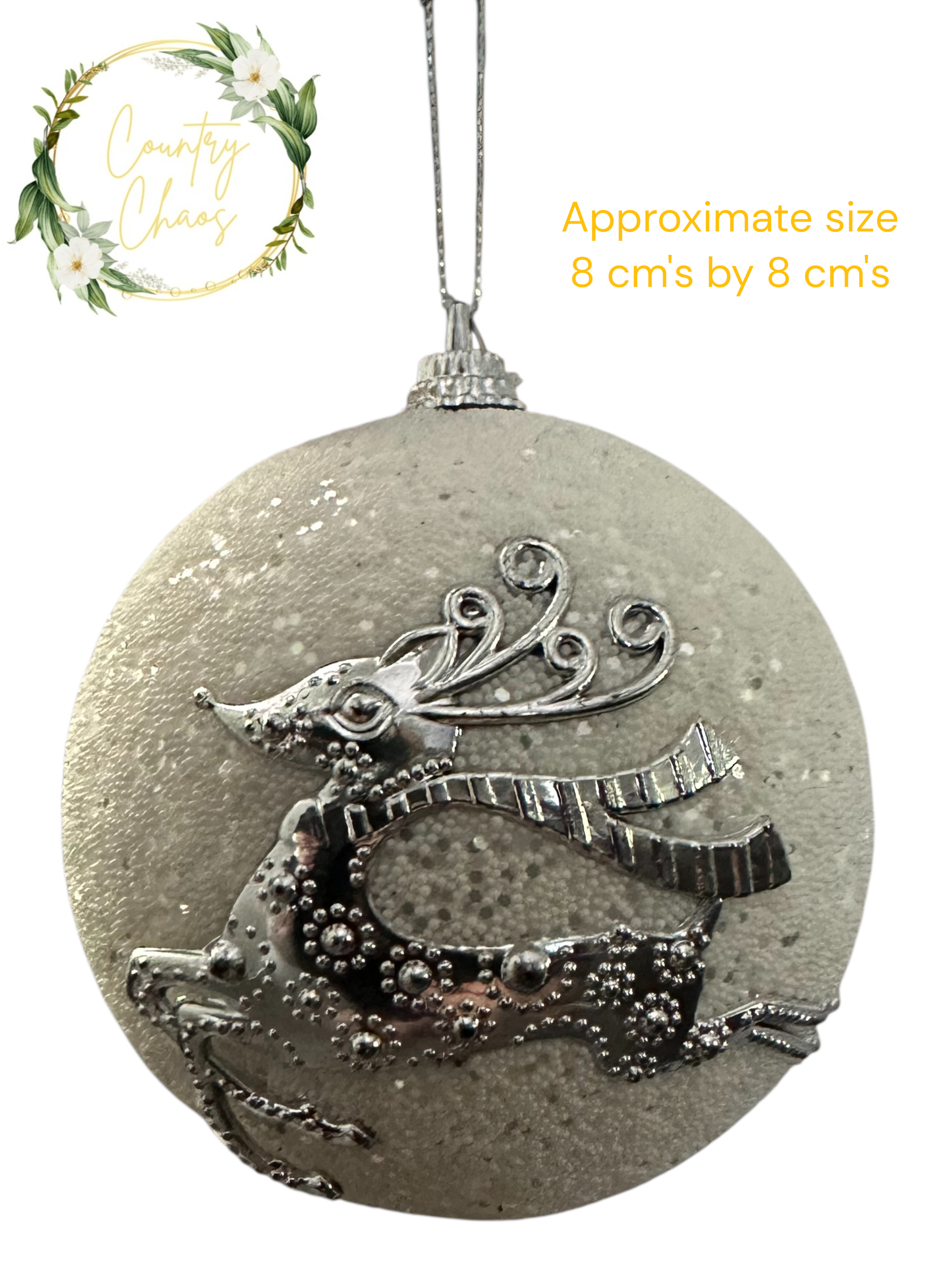 Silver Reindeer Christmas Ornament