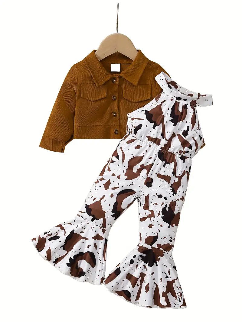 Baby Cow Print Jumpsuit and Jacket Set