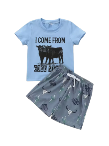 Baby Cowboy Print T-Shirt and Shorts Set