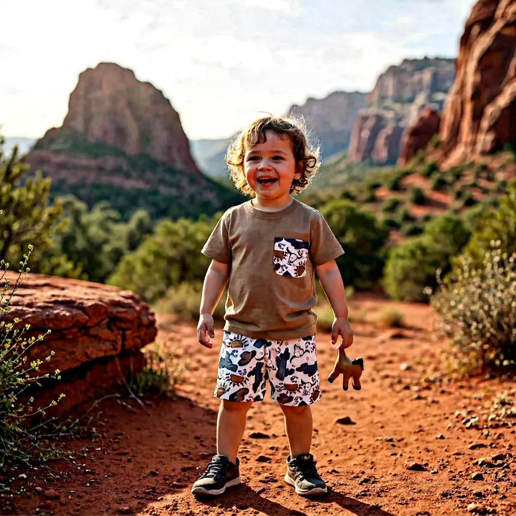 Kids' Brown Country T-Shirt and Print Shorts Set