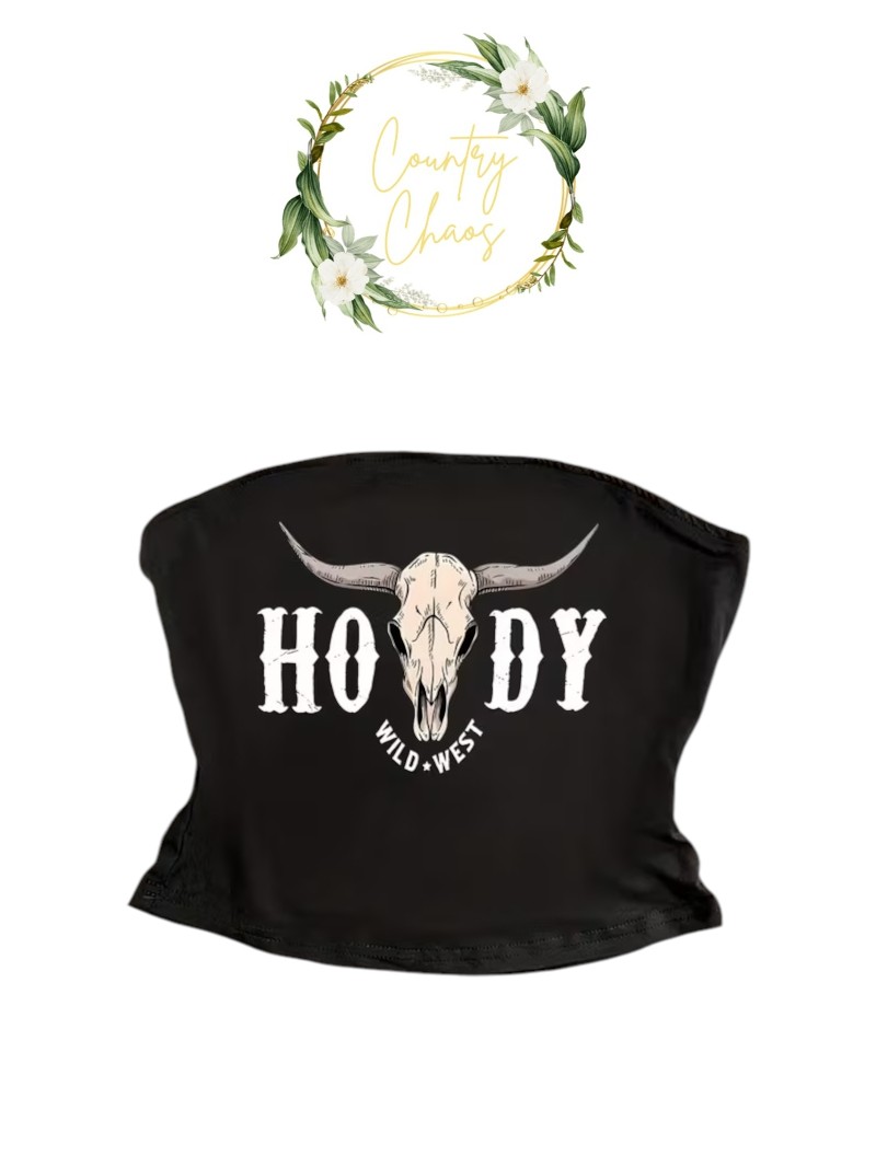 Wild West Howdy Strapless Crop Top