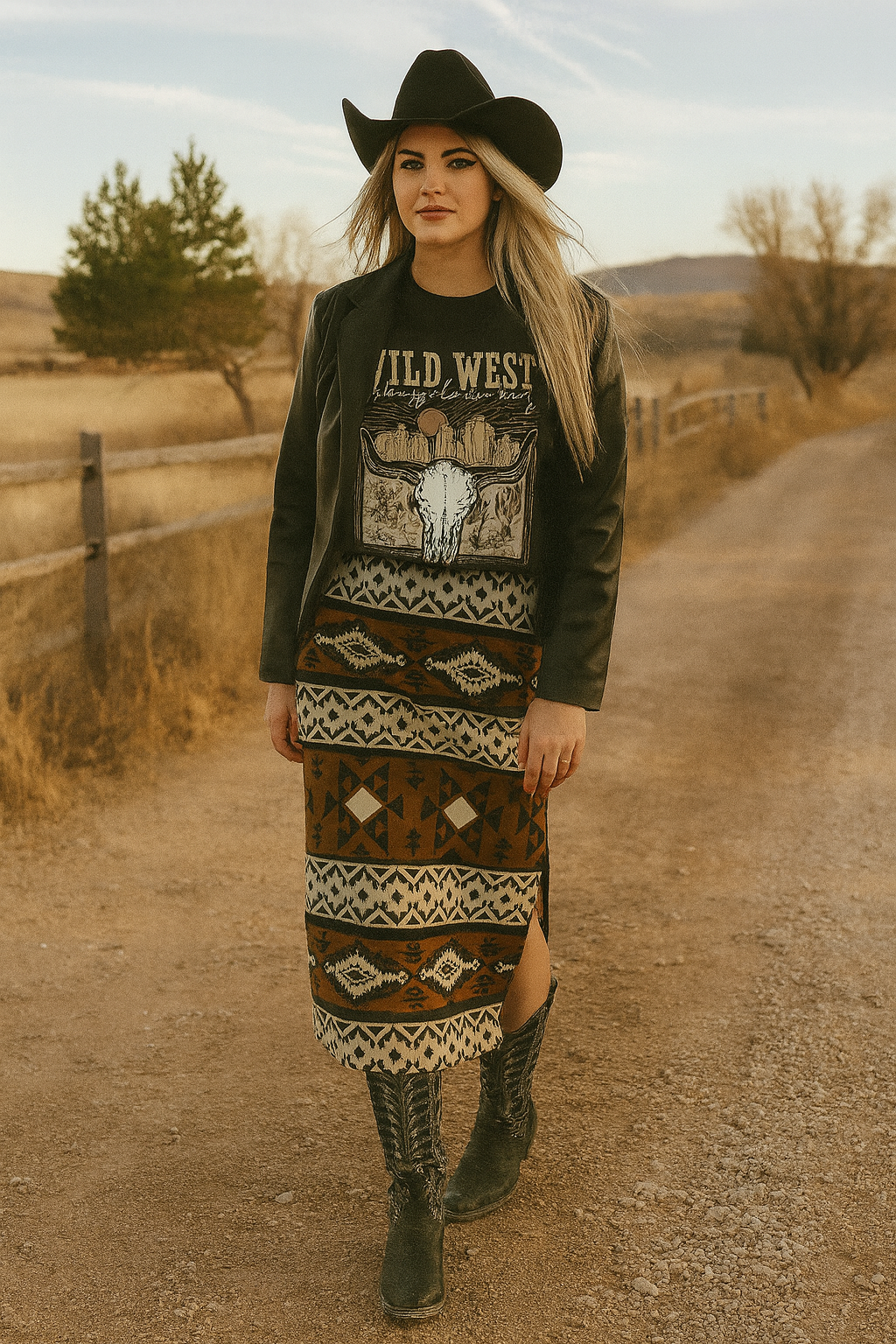 Geometric Pattern Maxi Skirt