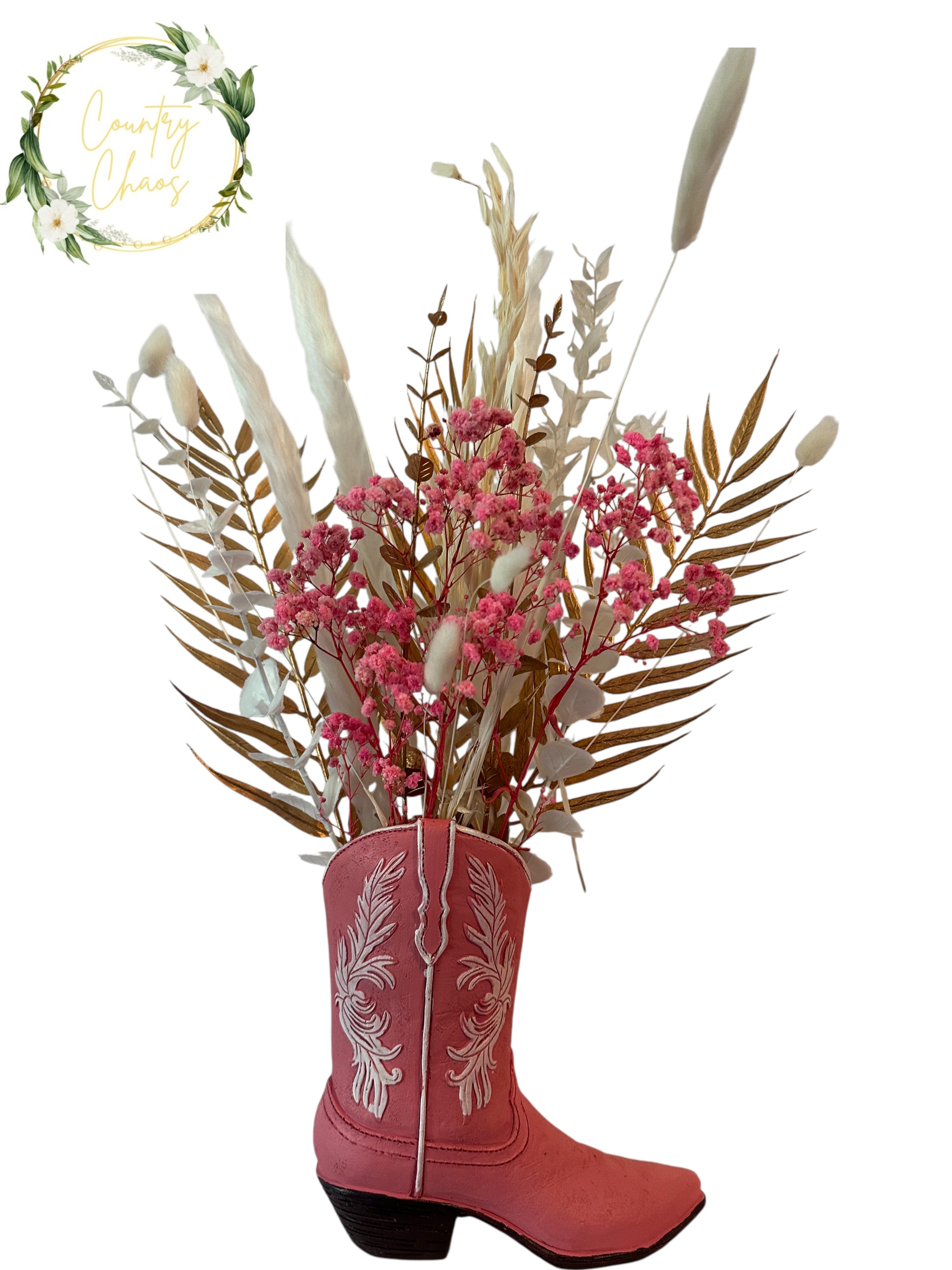 Decorative Pink Cowboy Boot Vase
