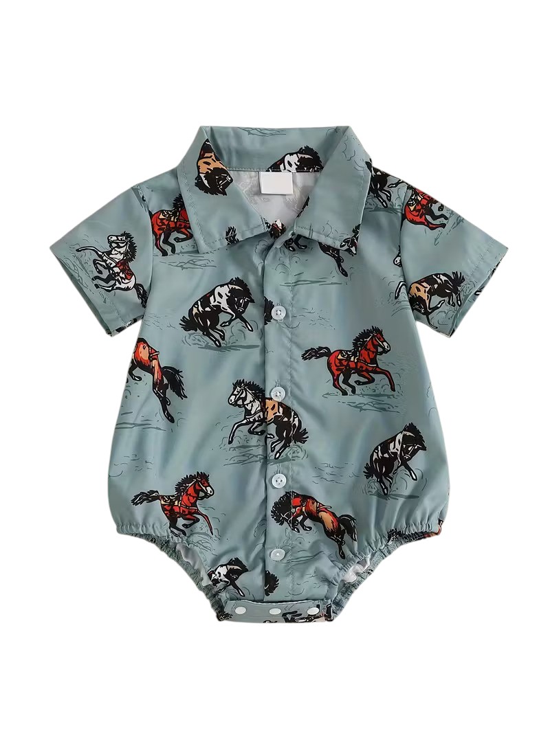 Baby Romper with Horse Print