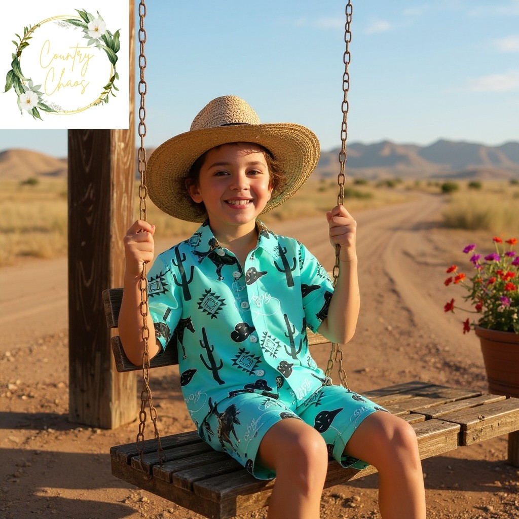 Boys Button Up Shirt & Shorts Set