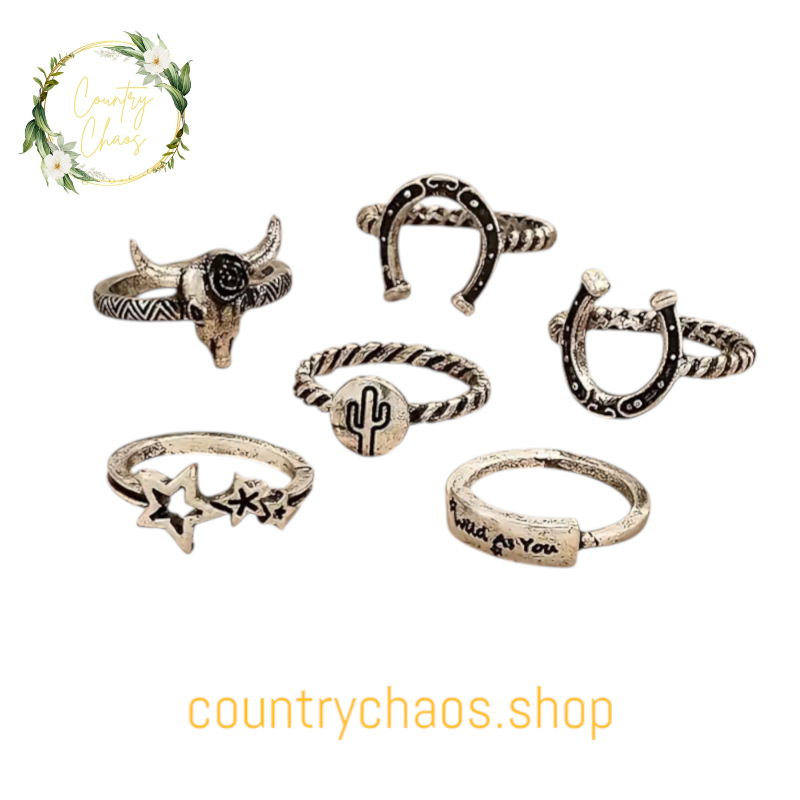 Assorted Country Style Silver Rings 