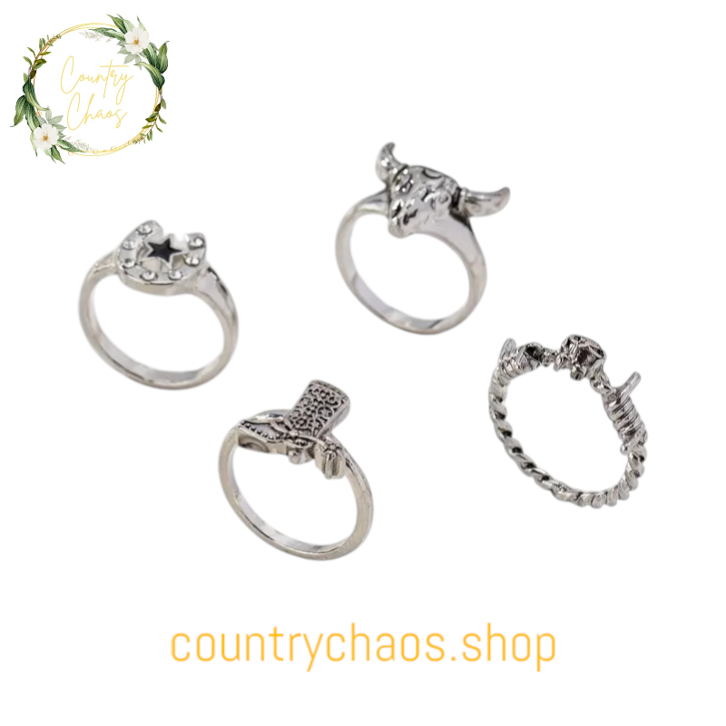 Assorted Country Style Silver Rings